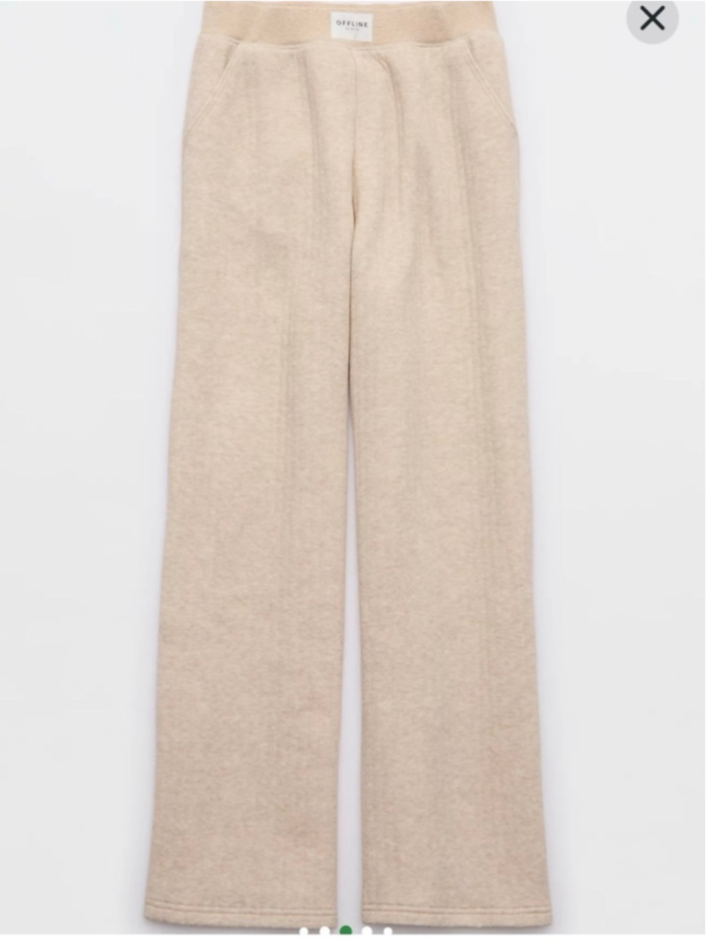 Women's Aerie Offline Wide Leg Coffee Run Trousers Ribbed Pants XL Beige - Picture 5 of 11
